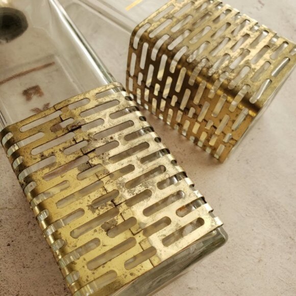 Vintage Midcentury Modern Bohemian Bar Decor Glass Containers Bottles Scotch Rye - Picture 10 of 10